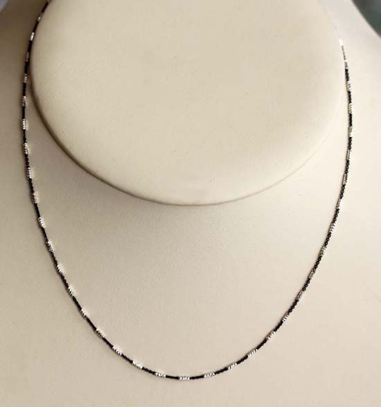 925 18 Inch Long Black and White Sterling Silver Chain