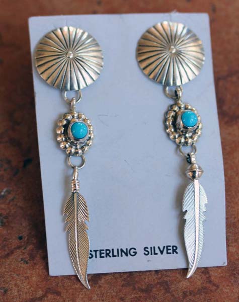 Navajo Sterling Turquoise Earrings by Nakai