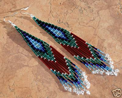 Navajo Silver Beaded Earrings by Wanneka Henry