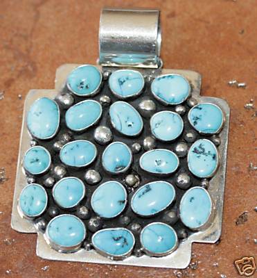 Navajo Indian Turquoise Pendant by Ray Bennett