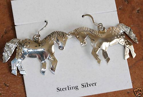 Navajo Sterling Silver Horse Earrings by F Yazzie