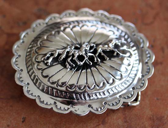 Navajo Silver Horse Belt Buckle