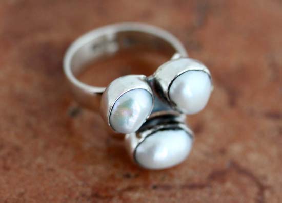 Nakai Navajo Natural Freshwater Pearl Ring Size 8