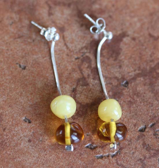 Handmade Sterling Silver Baltic Amber Earrings