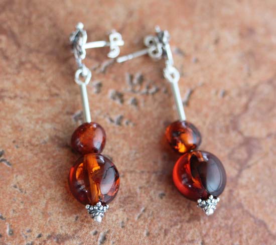 Handmade Sterling Silver Baltic Amber Earrings