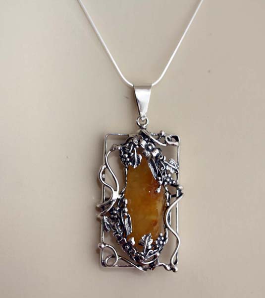 Handmade Baltic Amber Sterling Silver Necklace