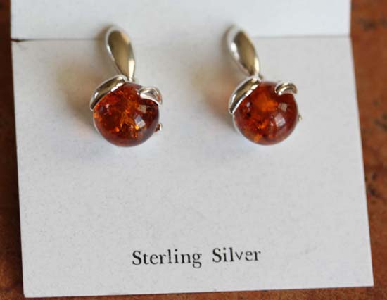 Sterling Silver Baltic Amber Earrings