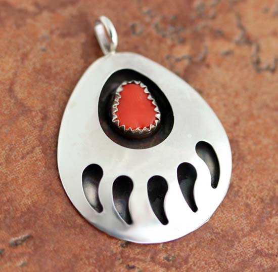 Navajo Silver Bear Paw Pendant