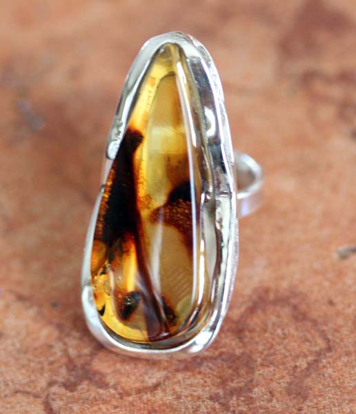 Sterling Silver Baltic Amber Ring Size 7_9