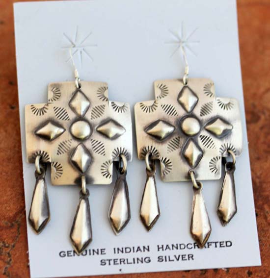 Navajo Sterling Silver Cross Earrings