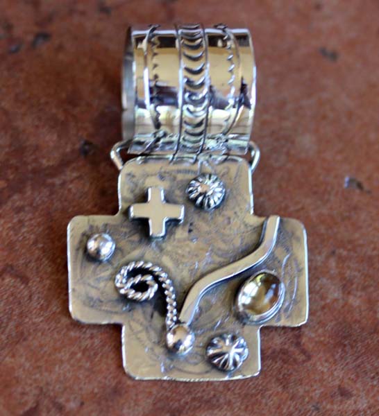 Nakai Navajo Silver Citrine Cross Pendant