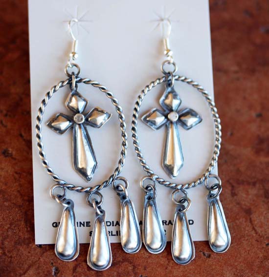 Navajo Sterling Silver Cross Earrings