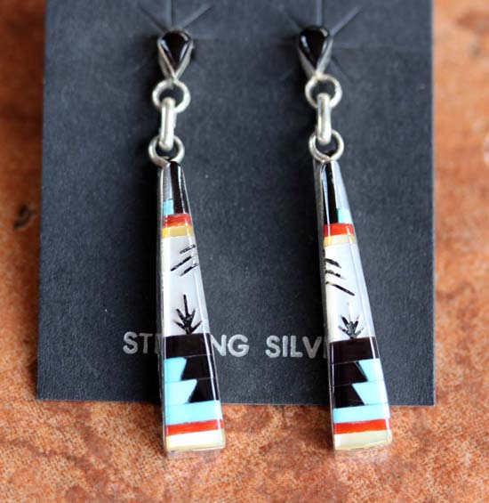 Zuni Silver Multi_Stone Earrings