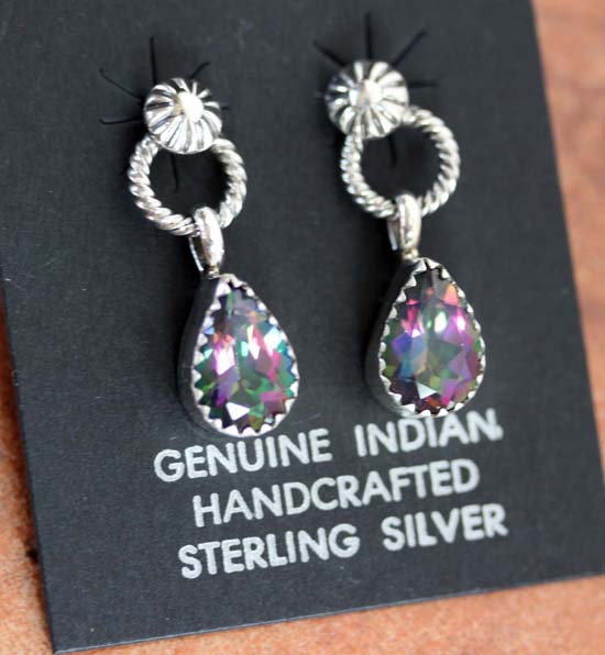 Navajo Silver Mystic Topaz Earrings