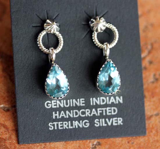 Navajo Silver Aquamarine Earrings