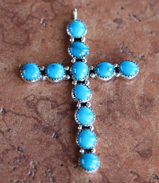 Nakai Navajo Sterling Turquoise Cross Pendant