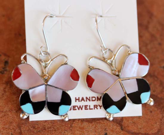 Zuni Silver Butterfly Earrings