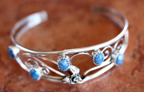 Navajo Silver Denim Lapis Bracelet by C Nez