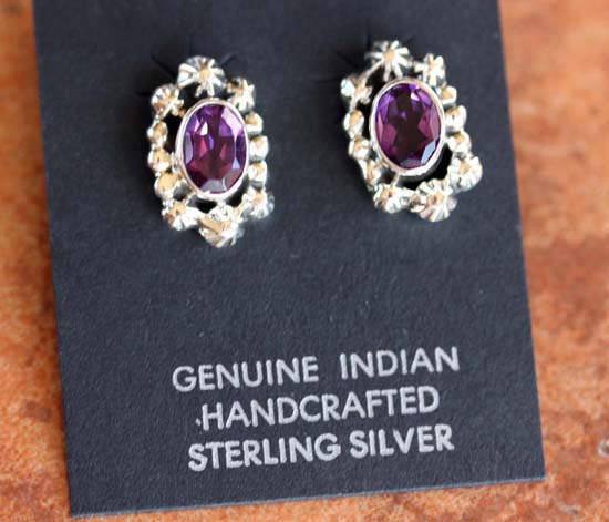 Navajo Silver Amethyst Earrings