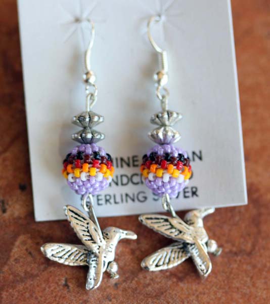 Navajo Silver Beaded Eagle Earrings