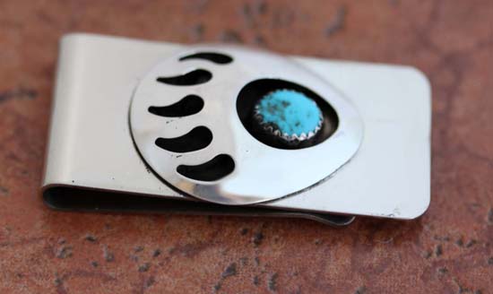 Navajo Turquoise Bear Claw Money Clip