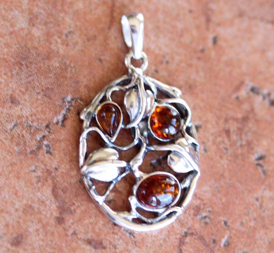 Handmade Sterling Silver Baltic Amber Pendant