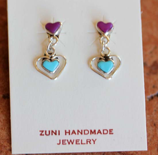 Zuni Silver Heart Earrings