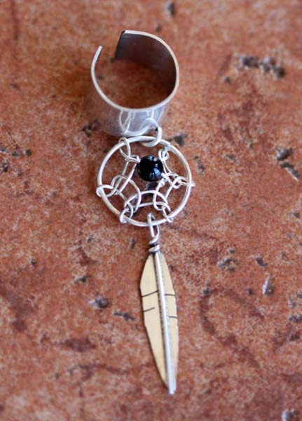 Navajo Onyx Dream Catcher Ear Cuff