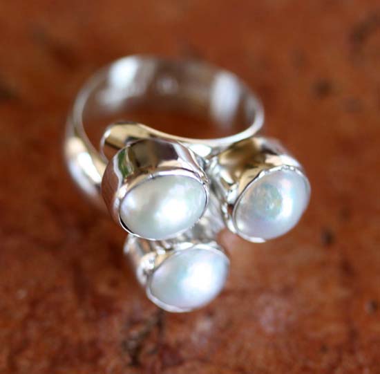 Nakai Navajo Natural Freshwater Pearl Ring Size 8