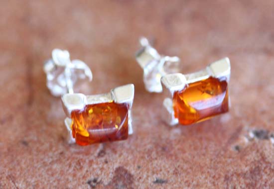 Handmade Sterling Silver Baltic Amber Earrings