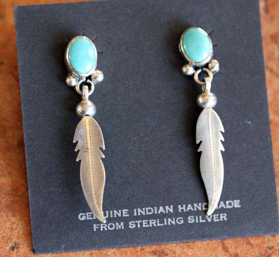 Navajo Sterling Turquoise Earrings by Nakai