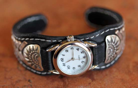 Navajo Leather Ladies Watch Bracelet