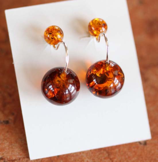 Sterling Silver Baltic Amber Earrings