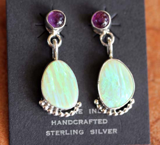 Navajo Created Opal Amethyst Earrings