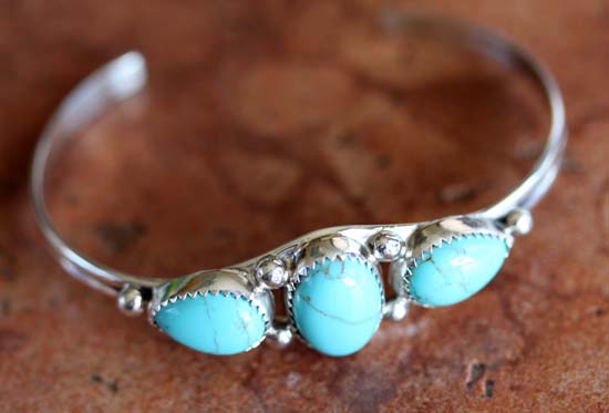 Navajo Silver Turquoise Bracelet by Patrick Yazzie