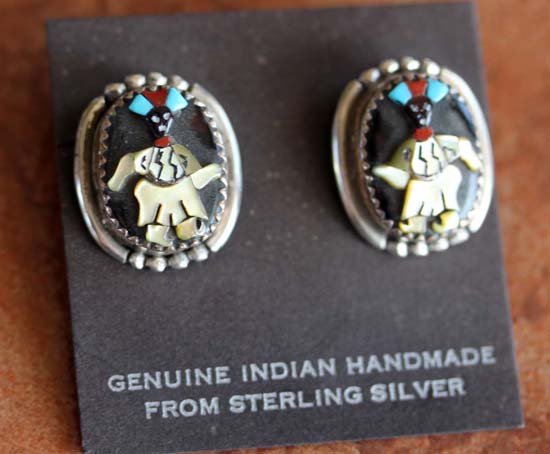 Zuni Silver Raised Inlay Earrings