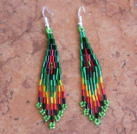 Navajo Silver Beaded Earrings by Wanneka Henry