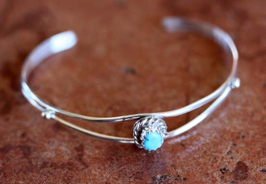 Navajo Sterling Silver Turquoise Children's Bracelet