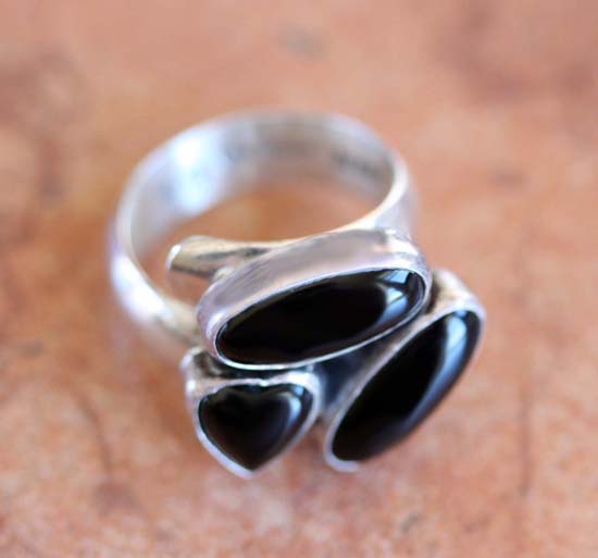 Nakai Navajo Silver Onyx Ring Size 6