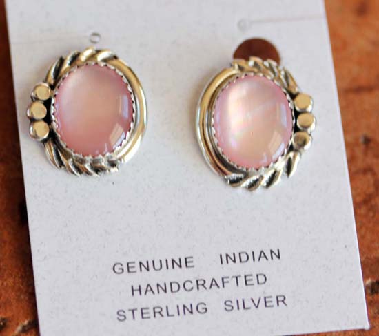 Navajo Mother of Pearl Clip_On Earrings by S Cadman