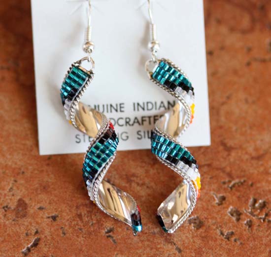 Navajo Silver Beaded Spiral Earrings