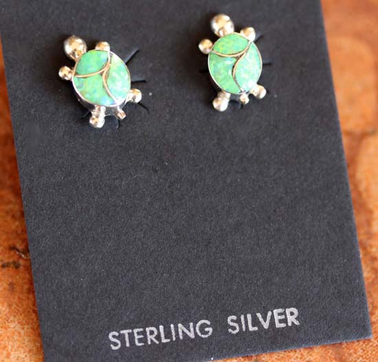 Navajo Created Opal Turtle Earrings