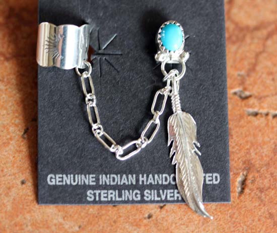 Navajo Silver Turquoise Ear Cuff/ Earring