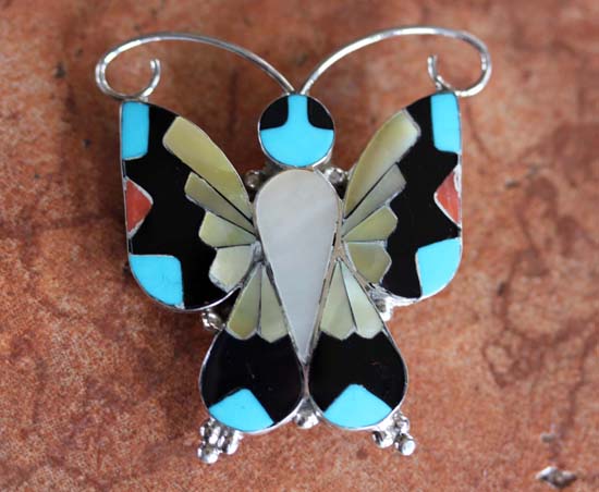 Zuni Butterfly Pin/Pendant by A Dishta