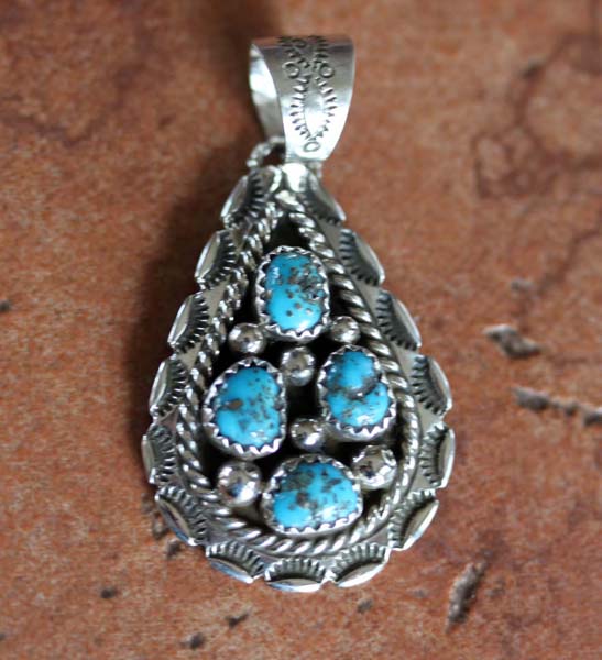 Navajo Silver Turquoise Pendant