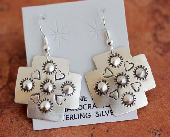 Navajo Sterling Silver Cross Earrings