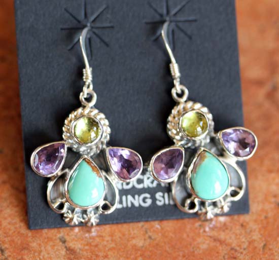 Navajo Sterling Multi_Stone Earrings