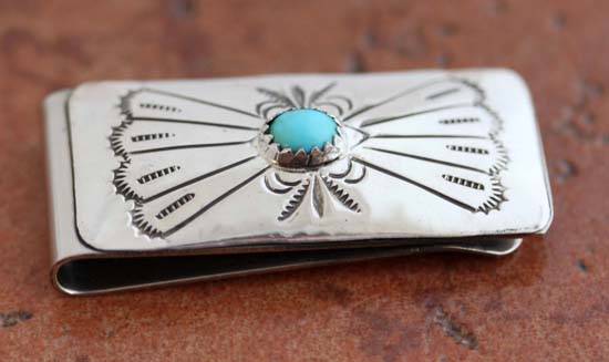 Navajo Native American Turquoise Money Clip