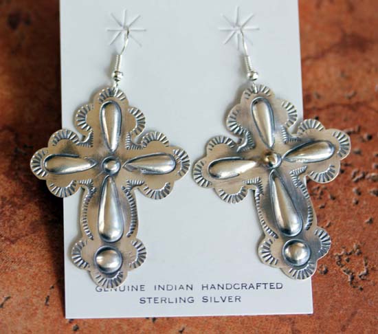 Navajo Sterling Silver Cross Earrings