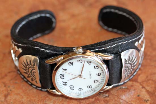 Navajo Leather Men's Watch Bracelet